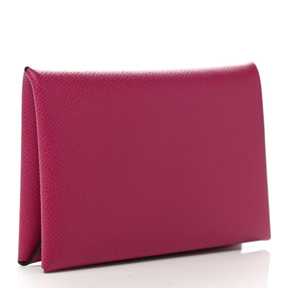 Hermes Madame Calfskin Calvi Card Case Rose Pourpre 3 of 8