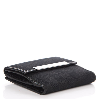 Gucci Monogram Textured Calfskin Metal Bar French Flap Wallet Black 4 of 7
