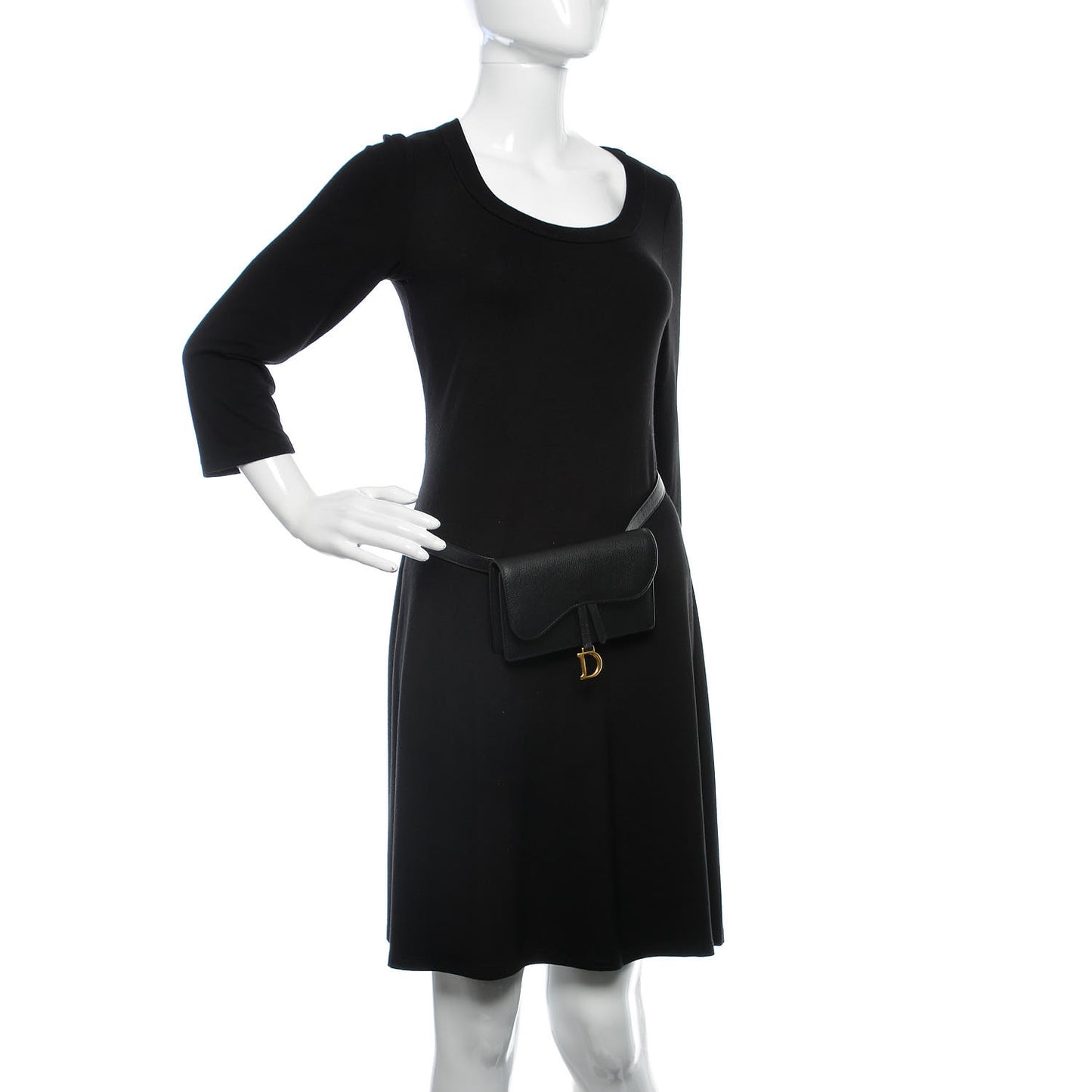 Grained Calfskin Saddle Belt Bag Black