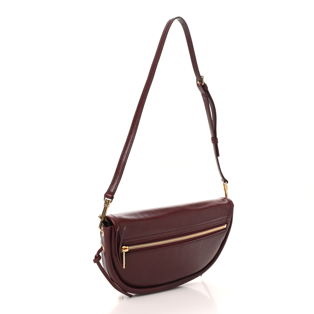 Shiny Lambskin Soft Triomphe Little Half Moon Bag Syrah