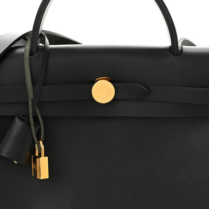Hermes Toile H Berline Vache Hunter Herbag Zip PM 31 Black Ecru 9 of 12