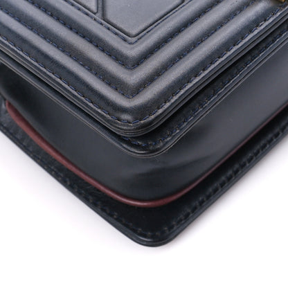 Chanel Calfskin Embossed Small Paris Salzburg Boy Flap Navy 9 of 11