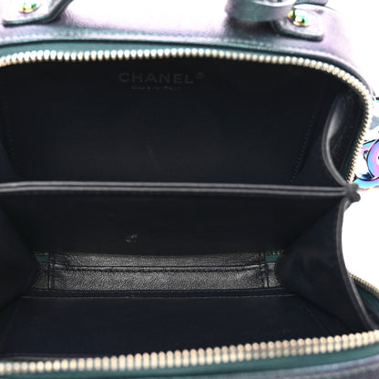Chanel Iridescent Caviar Quilted Small CC Filigree Vanity Case Dark Turquoise 6 of 11