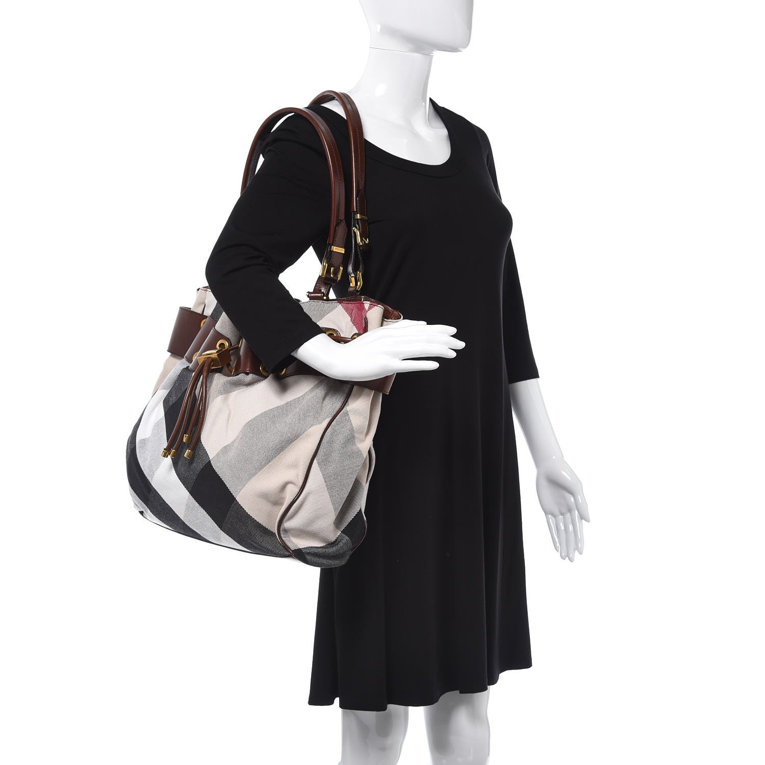 Burberry Canvas Mega Nova Check Large Warrior Tote Pale Beige 2 of 10