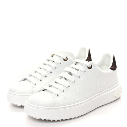 Louis Vuitton Lambskin Embossed Monogram Time Out Sneakers 39 White 3 of 8