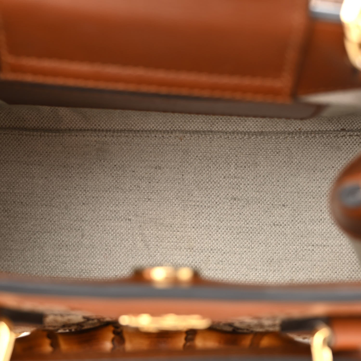 Gucci New Canvas Charisma Calfskin Crystal GG Monogram Mini Diana Tote Bag Camel Ebony 5 of 19