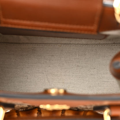 Gucci New Canvas Charisma Calfskin Crystal GG Monogram Mini Diana Tote Bag Camel Ebony 5 of 19