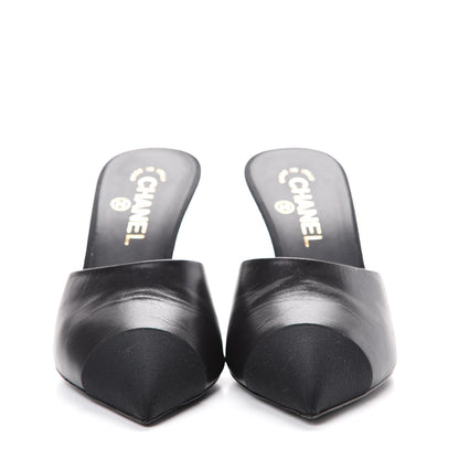 Chanel Goatskin Grosgrain Cap Toe Pearl Mule 40 Black 2 of 13