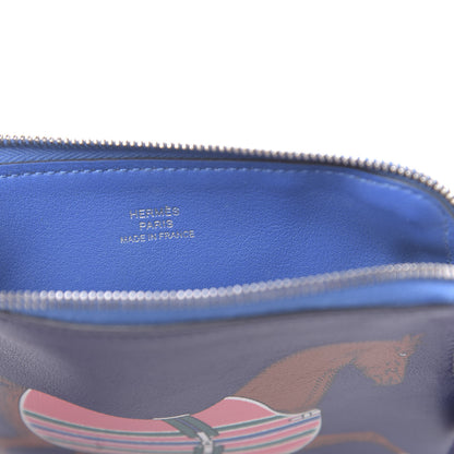 Hermes Swift Couverture Nouvelle Carre Pocket Pouch Bleu Encre Rose D'Ete 6 of 7