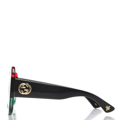 Gucci Square Frame GG0083S Sunglasses Glitter Red Black Green 3 of 6