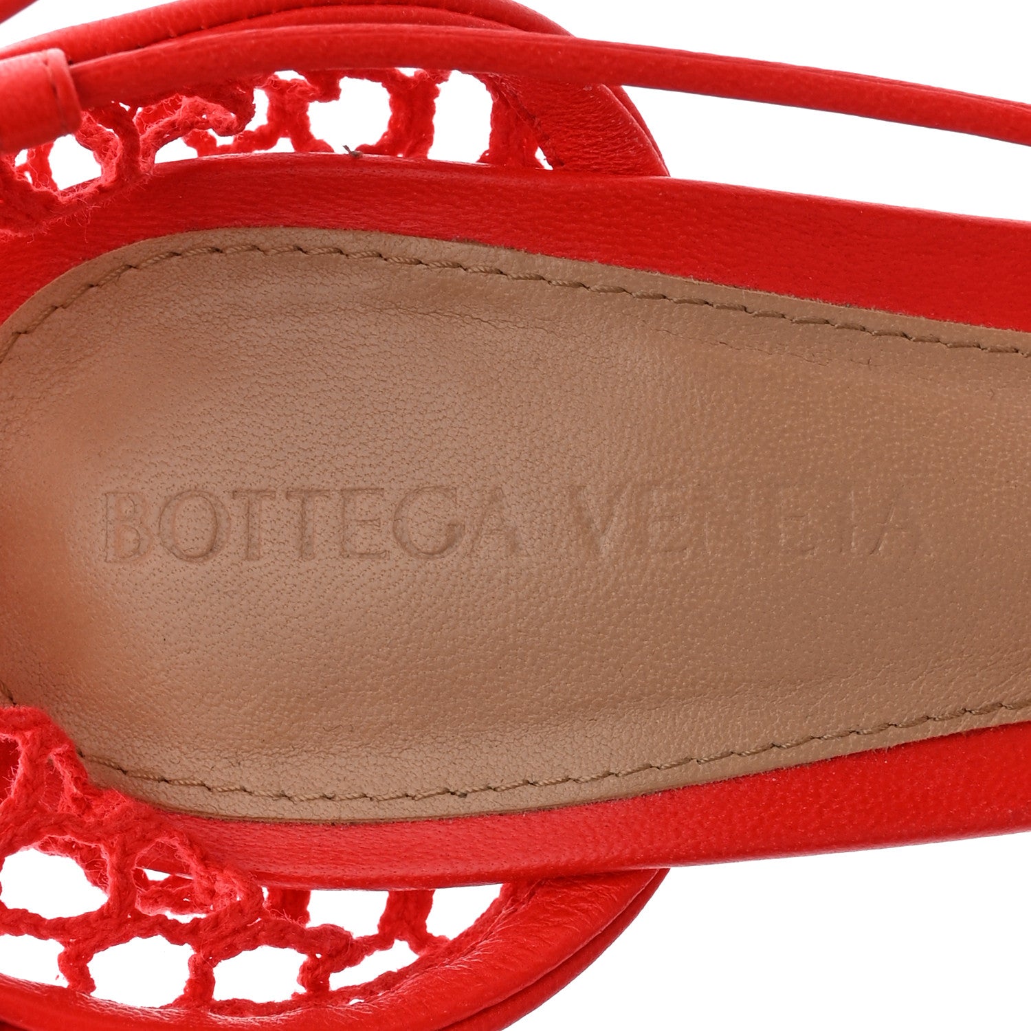Bottega Veneta Mesh Nappa Stretch Ankle Tie Sandals 36 Tomato 8 of 10
