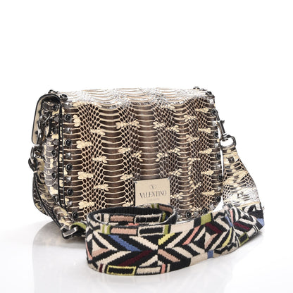 Valentino Garavani Roccia Watersnake Medium Guitar Strap Rockstud Rolling Flap Saddle Bag 3 of 9