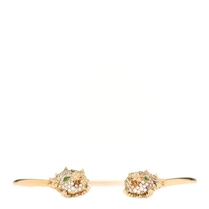 Gucci 18K Yellow Gold Diamond Tsavorite Marche des Merveilles Tiger Cuff Bracelet 1 of 6