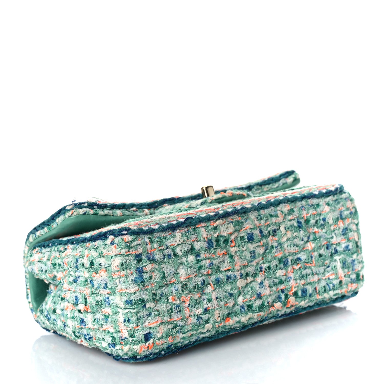 Chanel Tweed Quilted Mini Flap Green White Orange 4 of 11