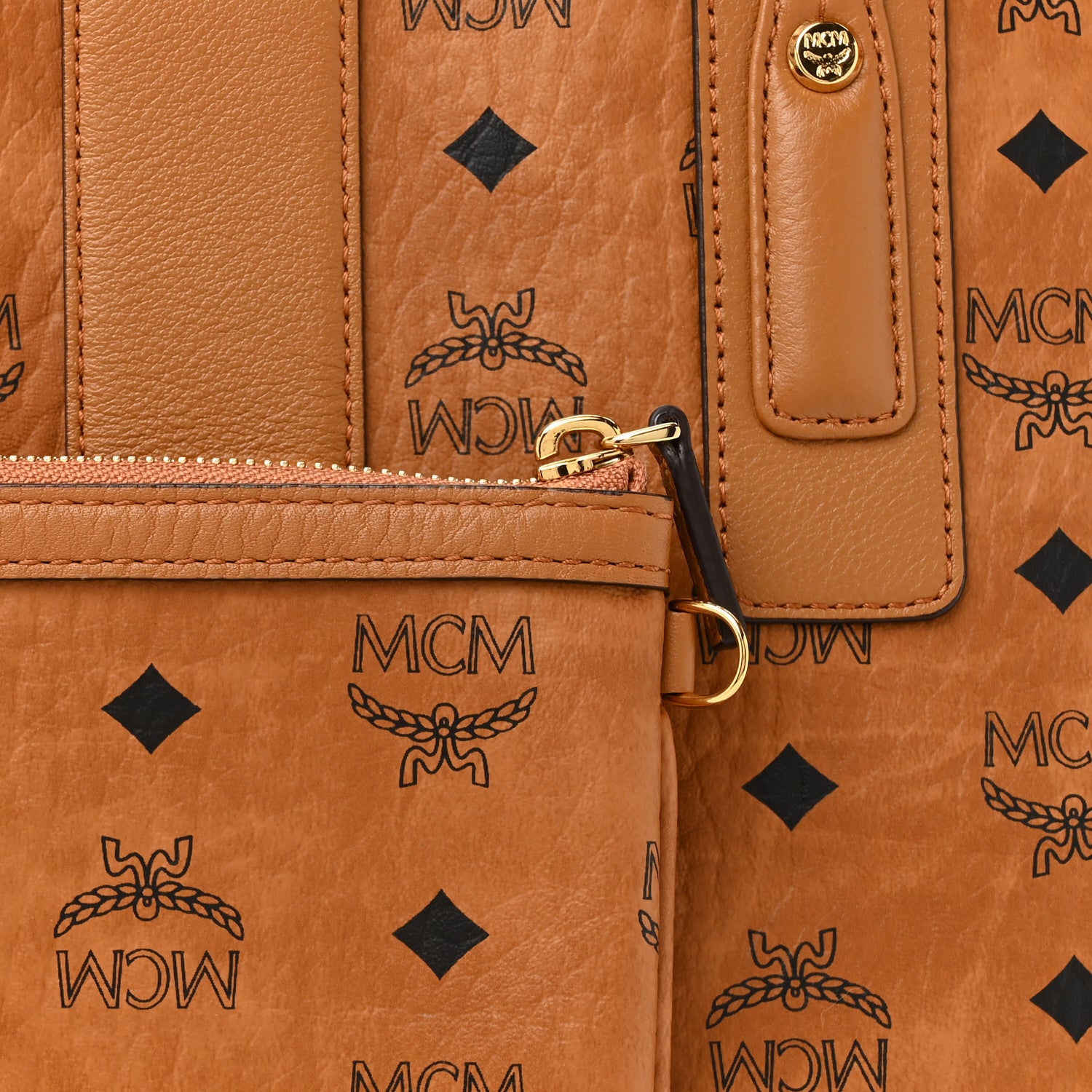 MCM Visetos Medium Liz Reversible Shopper Tote Cognac 11 of 16