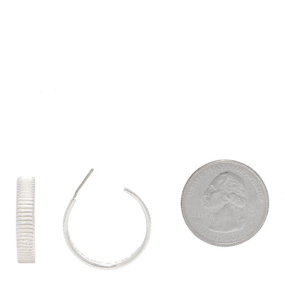 Tiffany Sterling Silver Ribbed Hoop Earrings 2 of 5