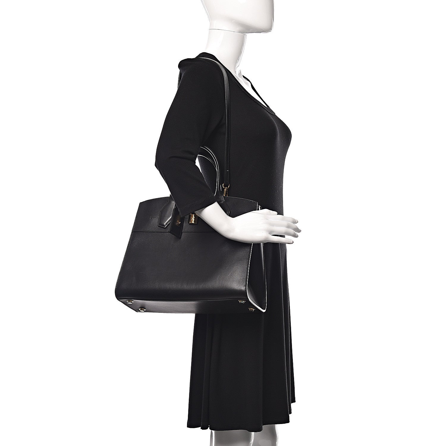 Louis Vuitton Calfskin City Steamer MM Black 2 of 12