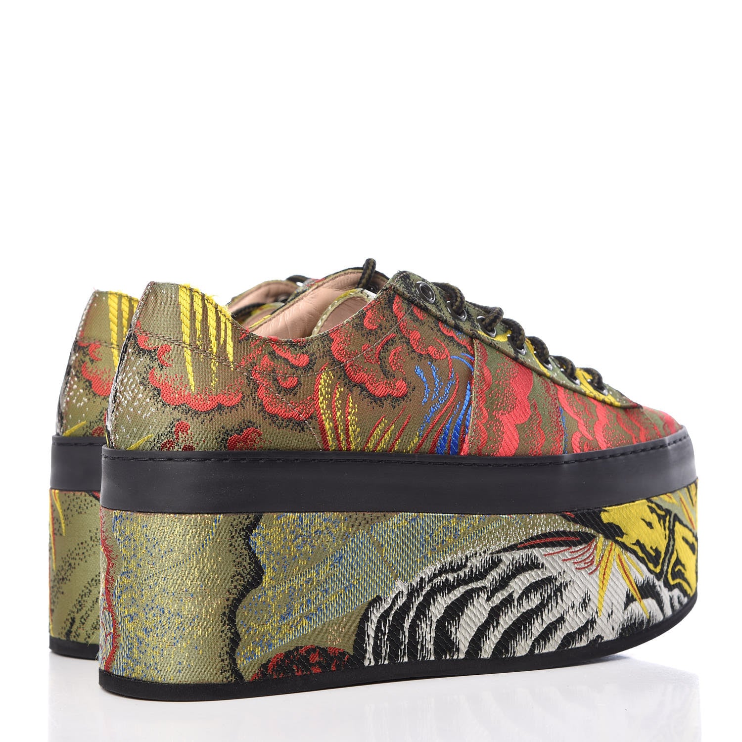 Gucci Jacquard Silk Tiger Peggy Platform Sneakers 36 Multicolor 4 of 8