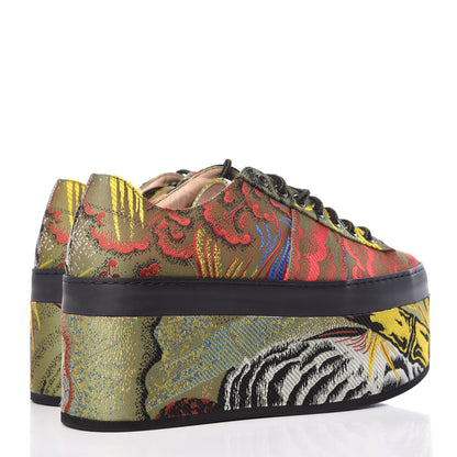 Gucci Jacquard Silk Tiger Peggy Platform Sneakers 36 Multicolor 4 of 8