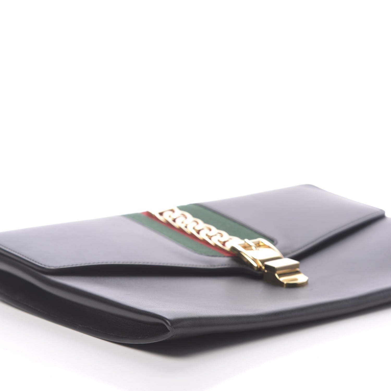 Gucci Calfskin Maxi Sylvie Clutch Black 10 of 12