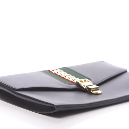 Gucci Calfskin Maxi Sylvie Clutch Black 10 of 12