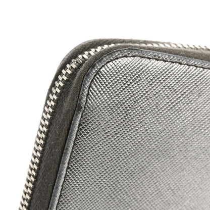 Prada Saffiano Metal Zip Around Wallet Argento 11 of 18