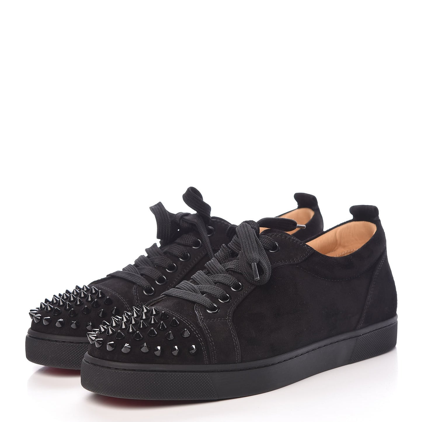Veau Velours Womens Louis Junior Spikes Flat Sneakers 38 Black