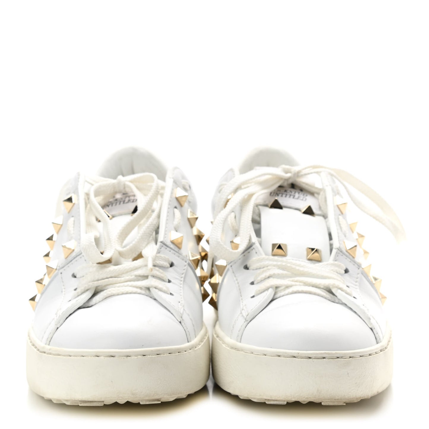 Calfskin Rockstud Untitled Open Sneakers 36 White