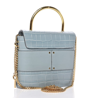 Chloe Calfskin Crocodile Embossed Small Aby Lock Faded Blue 3 of 9