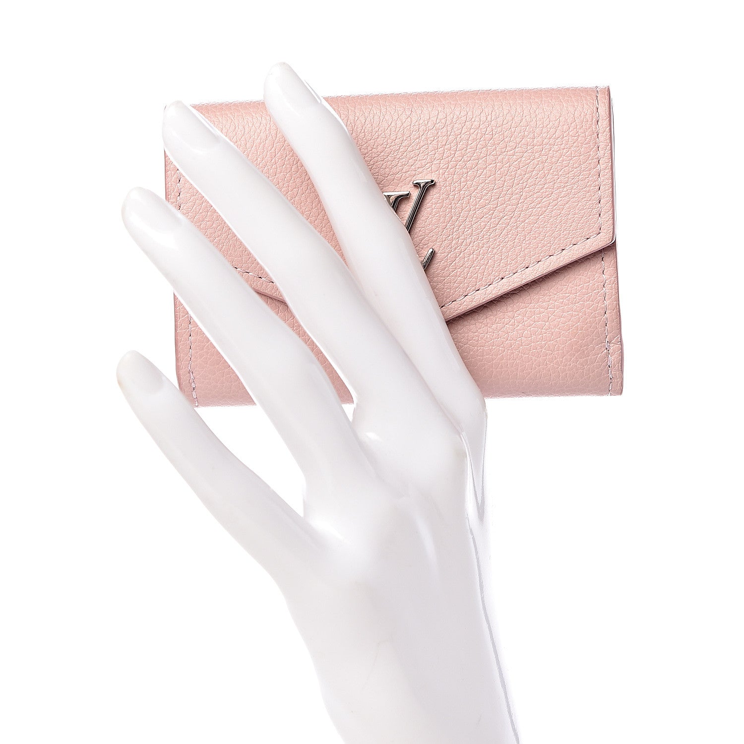 Louis Vuitton Calfskin Lockmini Wallet Rose Ballerine 2 of 9