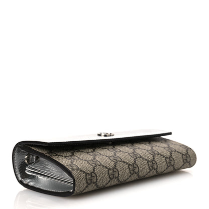 Gucci Metallic Calfskin GG Supreme Monogram Petite GG Marmont Wallet Chain Bag Silver Beige Ebony 4 of 10