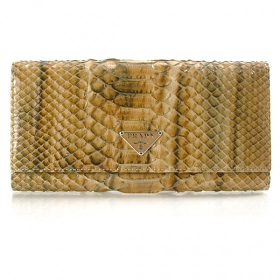 Prada Python Flap Wallet Beige 1 of 9