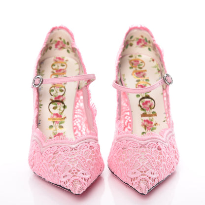 Gucci Lace Pizzo Venice Pumps 39.5 Sugar Pink 2 of 8