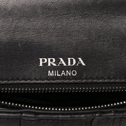 Prada Nappa Gaufre Small Sound Chain Flap Shoulder Bag Black 6 of 14