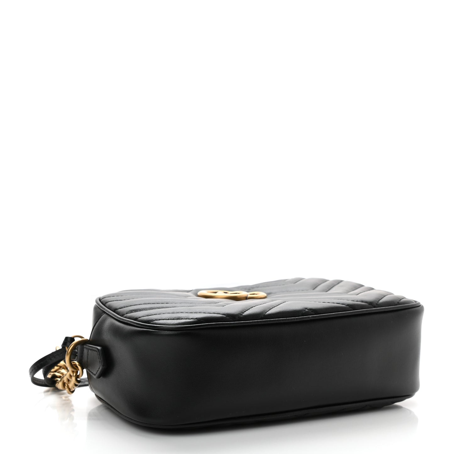 Calfskin Matelasse Small GG Marmont Chain Shoulder Bag Black