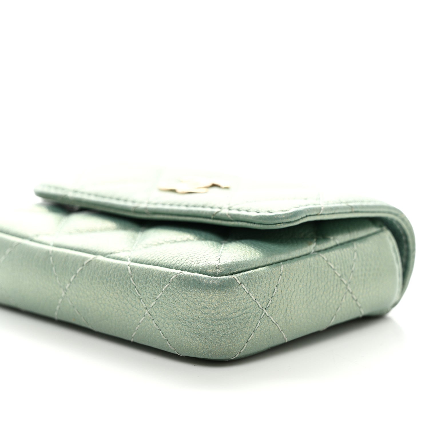 Chanel Iridescent Caviar Quilted Pearl On Top Coin Purse With Chain Light Green 9 of 9
