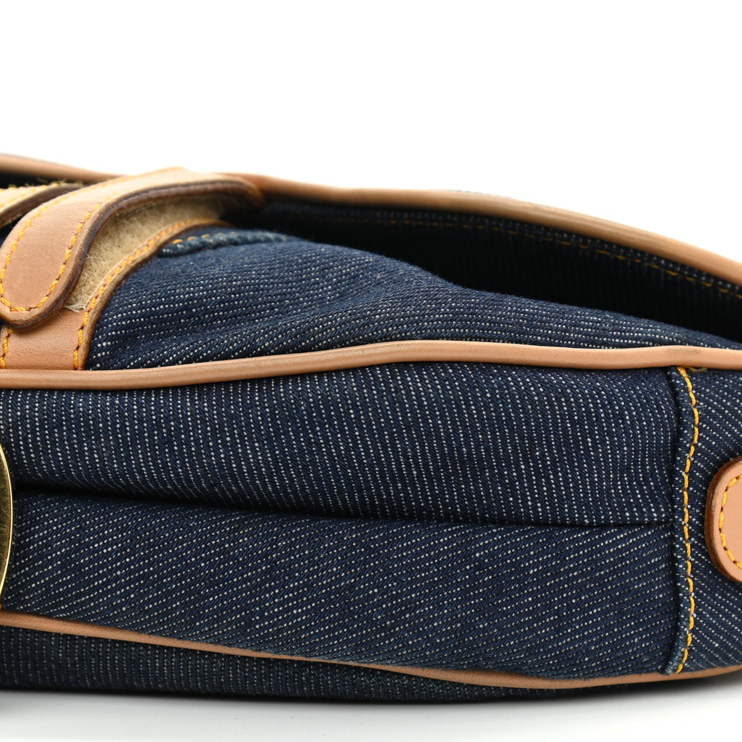 Denim Calfskin Saddle Bag Blue