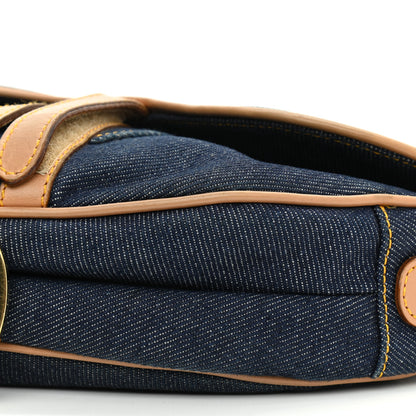 Christian Dior Denim Calfskin Saddle Bag Blue 10 of 14
