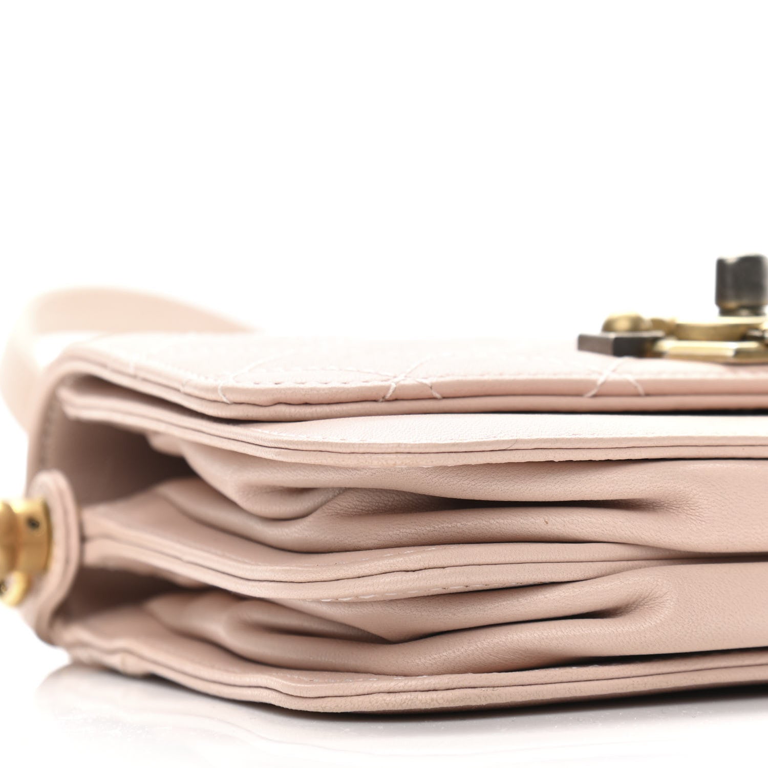 Chanel Lambskin Quilted Gold Metal Lock Flap Pink 9 of 11