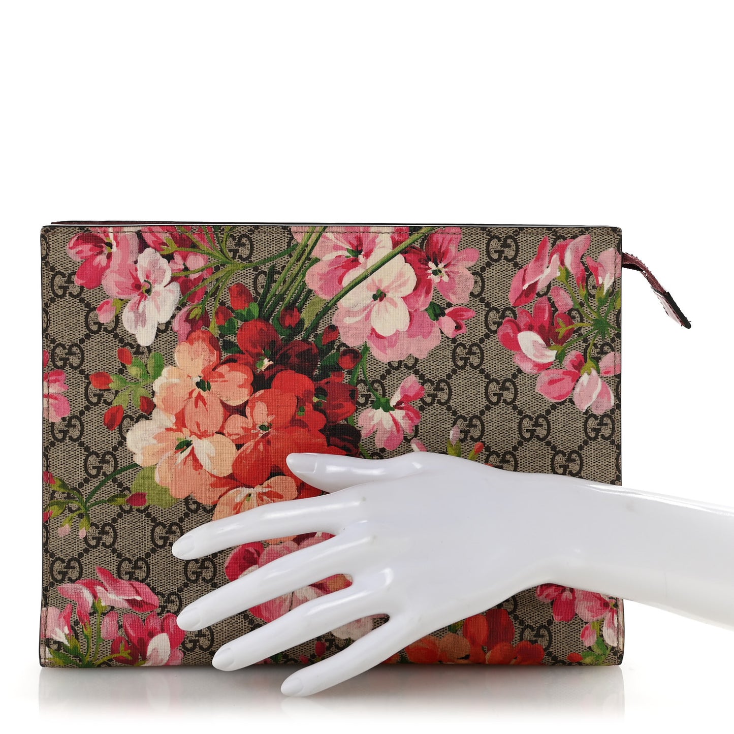 GG Supreme Monogram Blooms Large Cosmetic Case Beige Multicolor Dry Rose