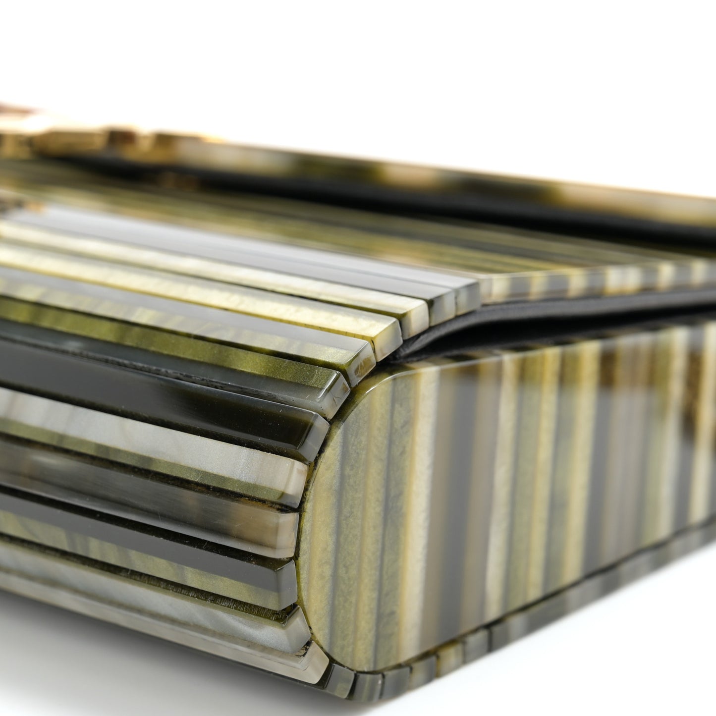 Plexiglass Monogram Vicky Minaudiere Clutch Green Multicolor