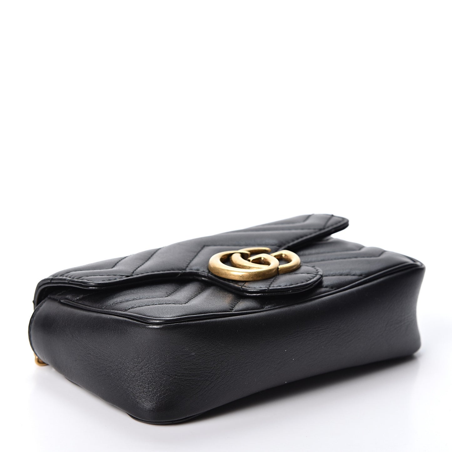 Calfskin Matelasse Super Mini GG Marmont Shoulder Bag Black