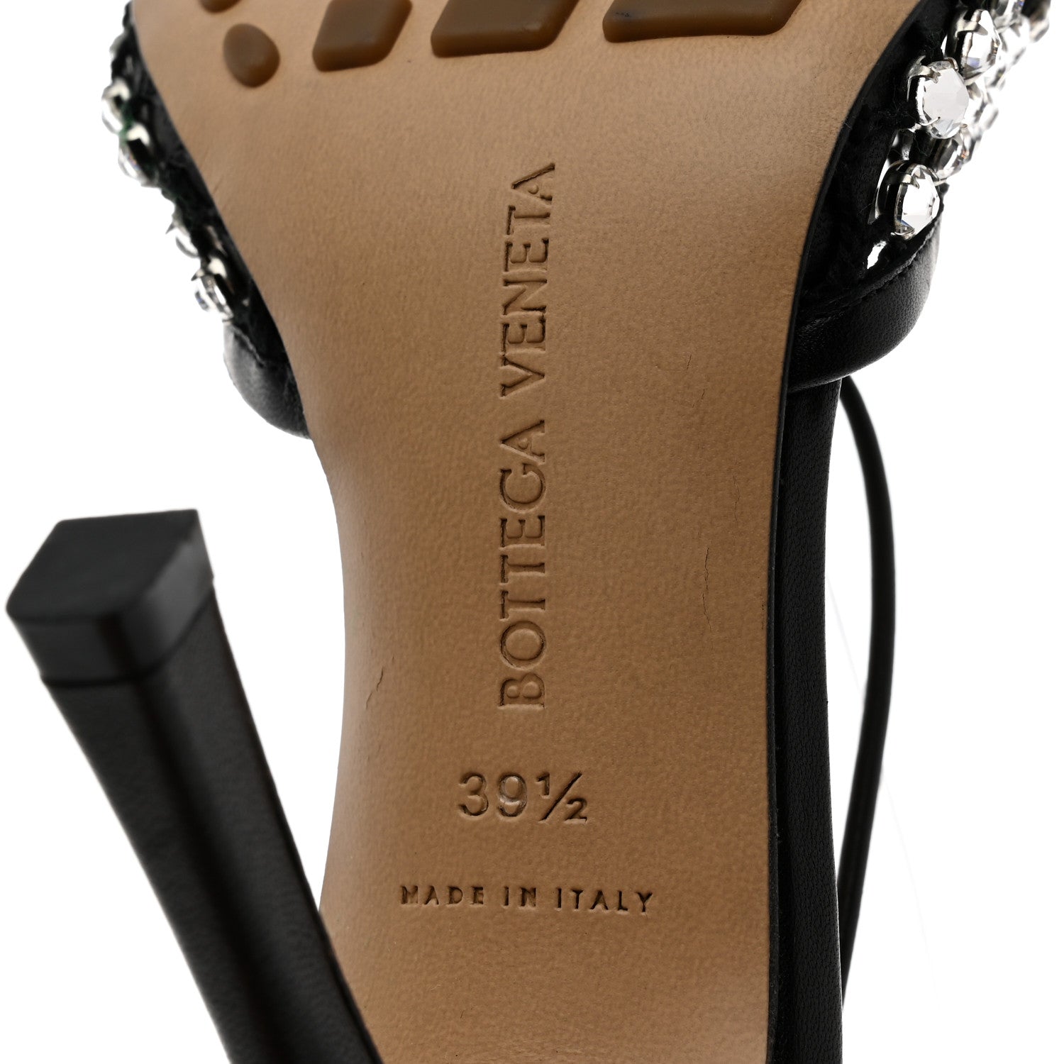 Bottega Veneta Mesh Nappa Crystal Embellished Sparkle Stretch Ankle Tie Sandals 39.5 Black 7 of 7