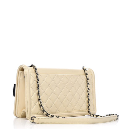 Chanel Lambskin Plexiglass Seamless Greek Horizontal Boy Brick Flap Dark White 3 of 13