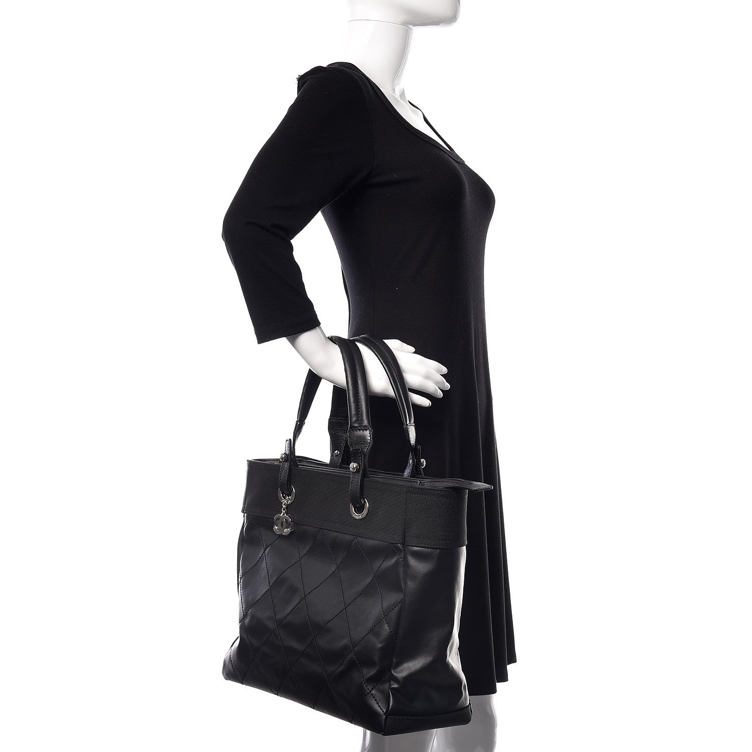 Chanel Coated Canvas Large Paris Biarritz Tote Black 2 of 9