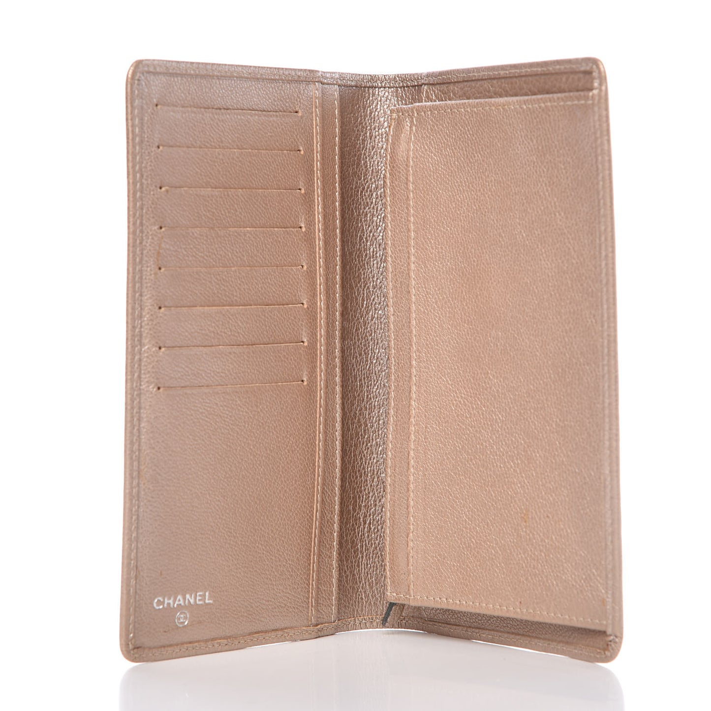 Metallic Calfskin Yen Wallet Gold