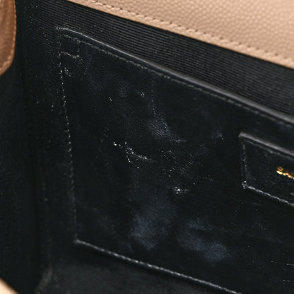 Saint Laurent Grain De Poudre Textured Mixed Matelasse Medium Triquilt Monogram Satchel Dark Beige 12 of 14