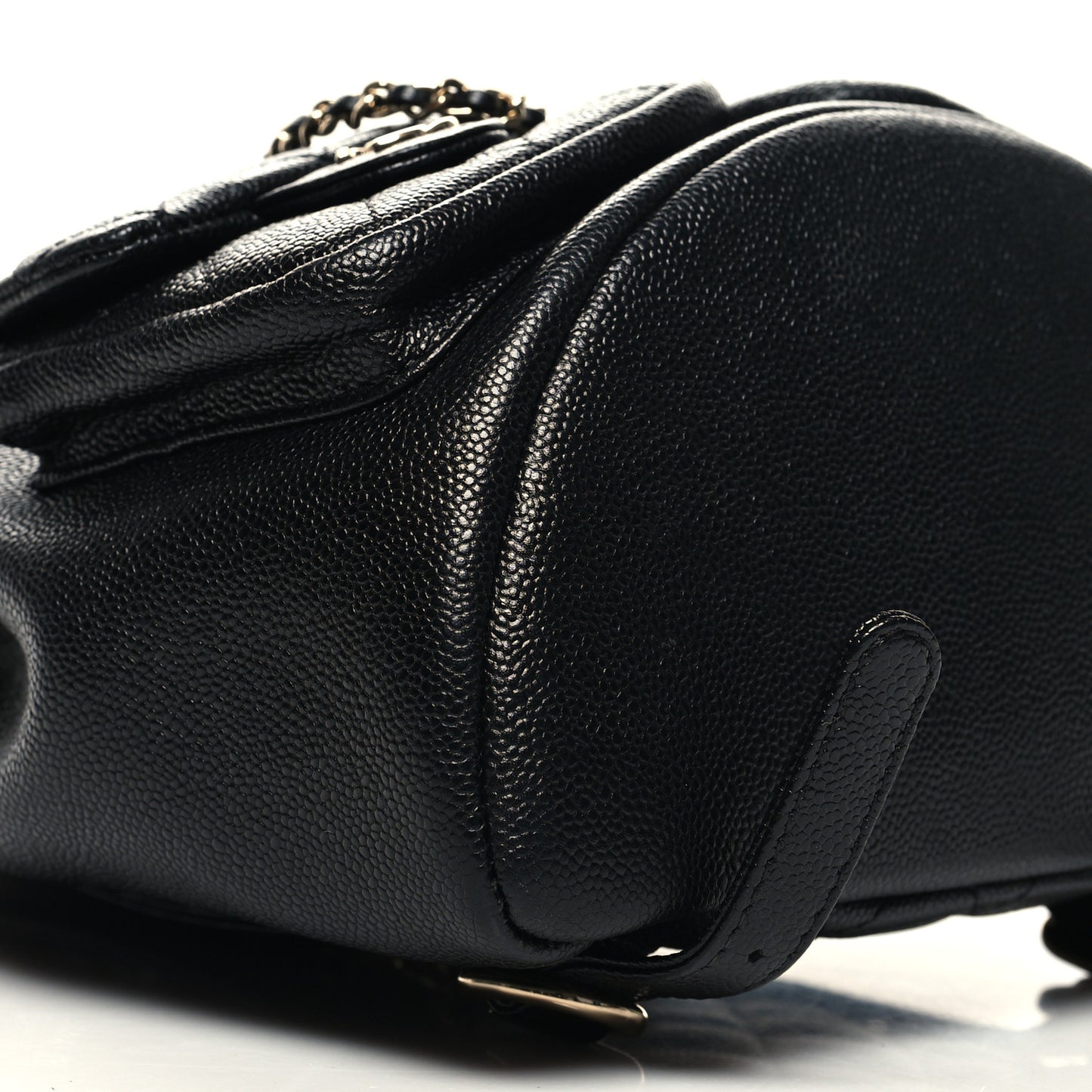 Shiny Caviar Quilted Medium Duma Pockets Drawstring Backpack Black