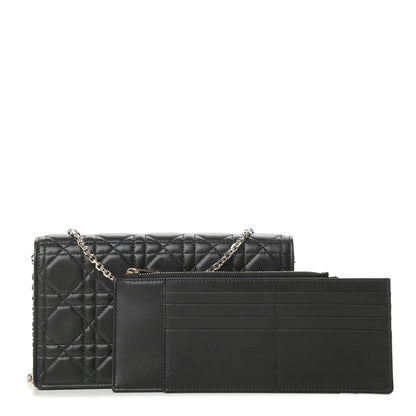 Christian Dior Lambskin Cannage Lady Dior Chain Wallet Black 1 of 13