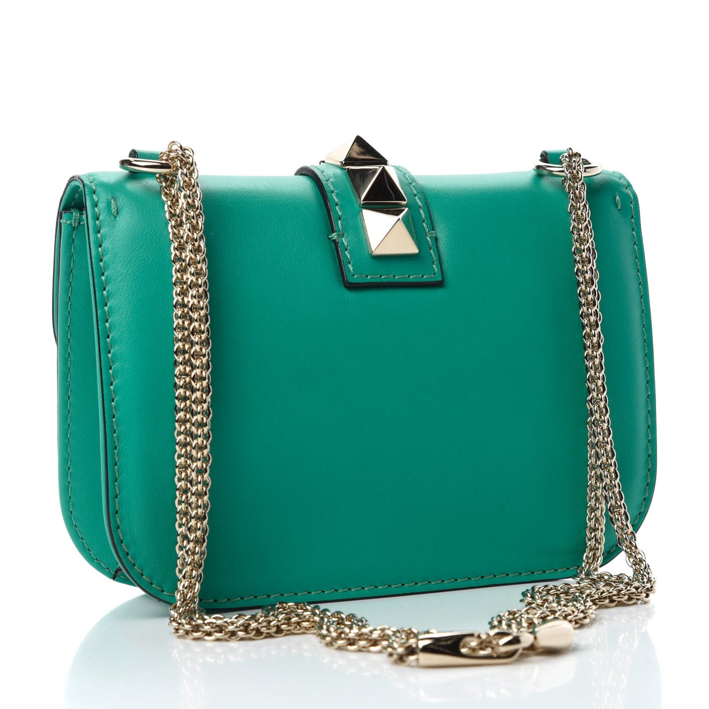 Vitello Small Glam Lock Rockstud Flap Opaline Green